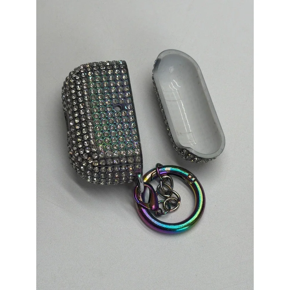 Sparkling Rhinestone Airpods Pro Case Cover with Keychain‎ Rainbow